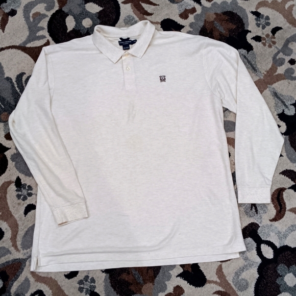 Daniel Cremieux Men’s Long Sleeve Polo Shirt Size XXL Oatmeal 100% Cotton - Picture 1 of 10